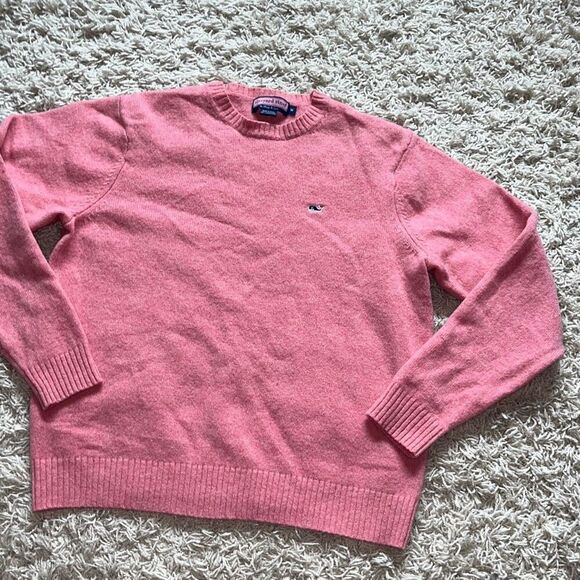 VINEYARD VINES Whale Crew Neck Lambswool Sweater Super Soft Coral Women’s Medium - Picture 1 of 12